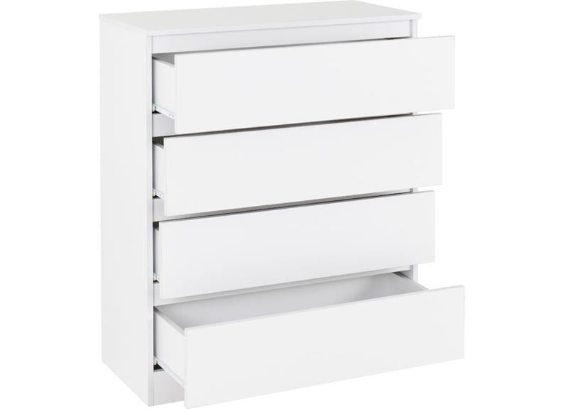 Malvern White Four Drawer Chest - open