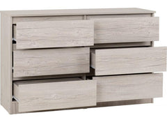 Malvern Six Drawer Chest - urban Snow - open