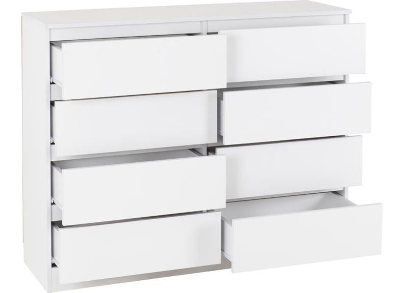 Malvern White 8 Drawer Chest - open