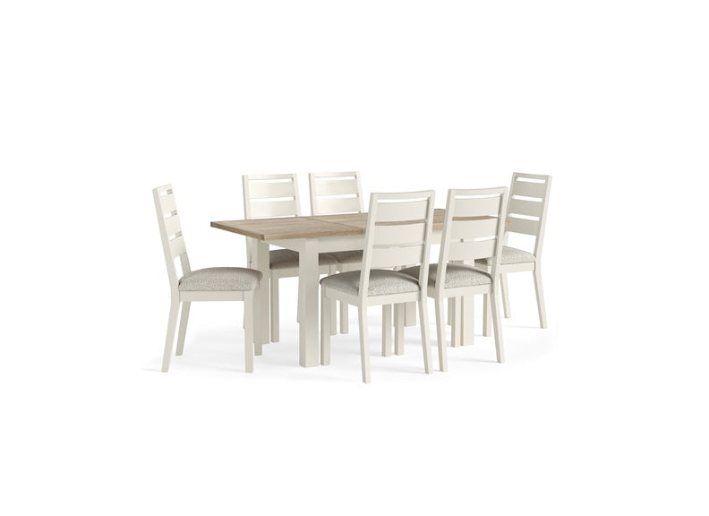 Modern Country Coconut Extending Table W/Six Chairs