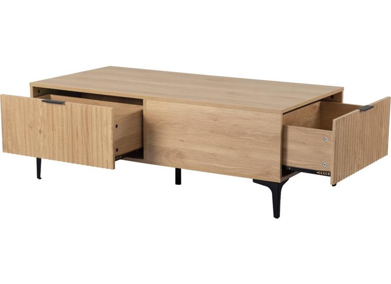 Miami Oak Coffee Table– Oak Effect Occasional Storage Table With Black Legs – Modern Living Furniture