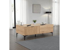 Miami Oak Coffee Table– Oak Effect Occasional Storage Table With Black Legs – Modern Living Furniture