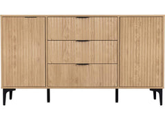 Miami Oak Two Door Three Drawer Sideboard – Oak Effect Living Room Storage With Black Legs – Modern Living Furniture