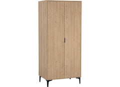 Miami Oak Two Door Wardrobe – Oak Effect Bedroom Wardrobe with Black Legs – Modern Bedroom Furniture