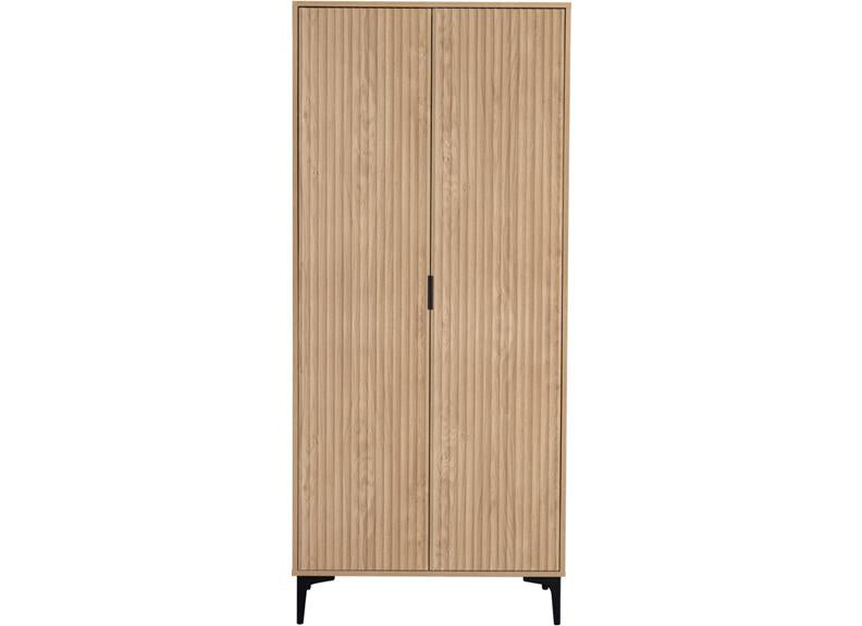 Miami Oak Two Door Wardrobe – Oak Effect Bedroom Wardrobe with Black Legs – Modern Bedroom Furniture