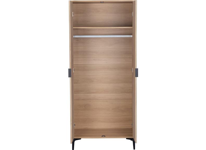 Miami Oak Two Door Wardrobe – Oak Effect Bedroom Wardrobe with Black Legs – Modern Bedroom Furniture