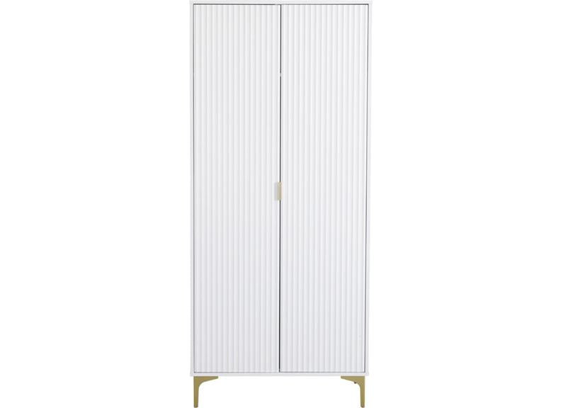 Miami White Two Door Wardrobe – White Lacquered Bedroom Wardrobe with Gold Legs – Modern Bedroom Furniture