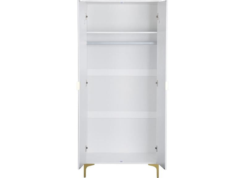 Miami White Two Door Wardrobe – White Lacquered Bedroom Wardrobe with Gold Legs – Modern Bedroom Furniture