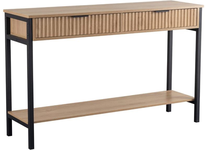 Miami Oak Console Table– Oak Effect Occasional Storage With Black Legs – Modern Living Furniture