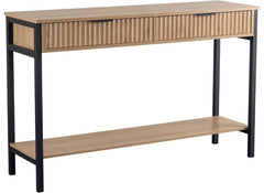 Miami Oak Console Table– Oak Effect Occasional Storage With Black Legs – Modern Living Furniture