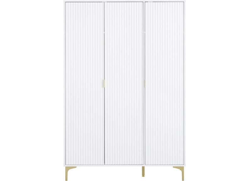 Miami White Three Door Wardrobe – White Lacquered Bedroom Wardrobe with Black Legs – Modern Bedroom Furniture