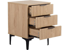 Miami Oak Three Drawer Bedside – Oak Effect Bedside With Black Legs – Modern Bedside Furniture