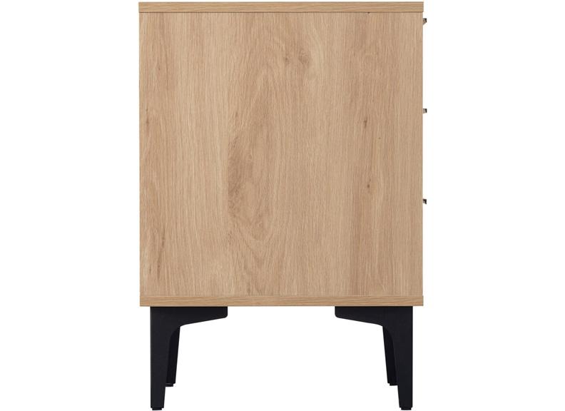 Miami Oak Three Drawer Bedside – Oak Effect Bedside With Black Legs – Modern Bedside Furniture