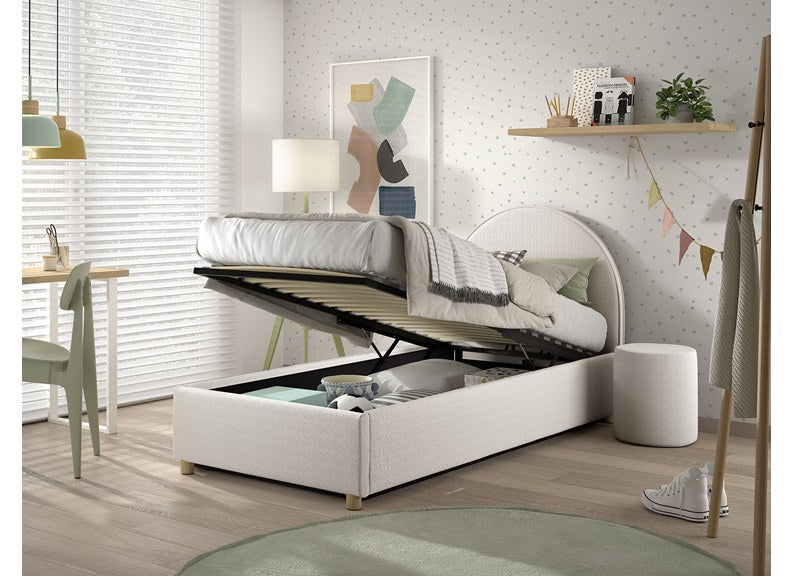 Moon White Ottoman Bed - open