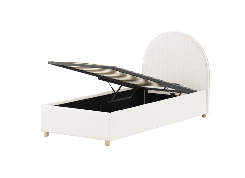 Moon White Ottoman Bed - open