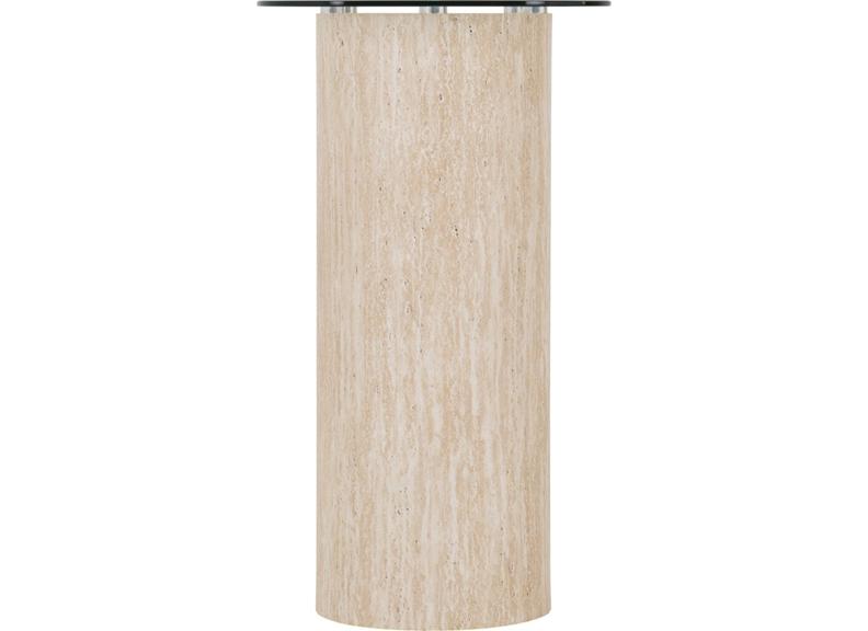 Modena Glass Console Table – Modern Glass Topped Occasional Table with Cream Wood Base – Contemporary Occasional Furniture