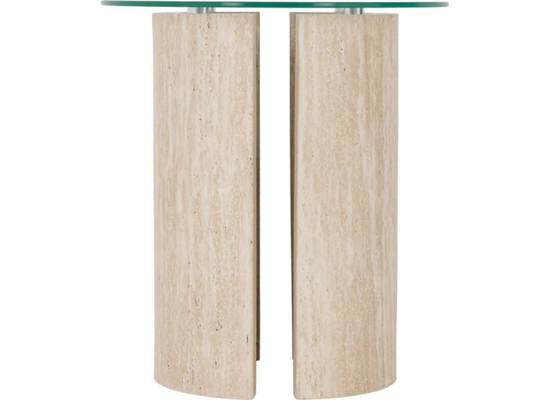 Modena Glass Lamp Table – Modern Glass Topped Occasional Table with Cream Wood Base – Contemporary Occasional Furniture