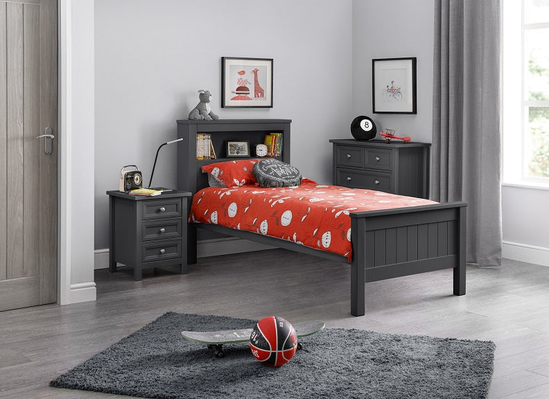 Maine Anthracite Bedside W/Bookcase Bed