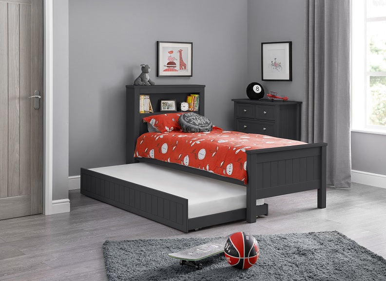 Maine Anthracite Bookcase Bed With Under Bed - open