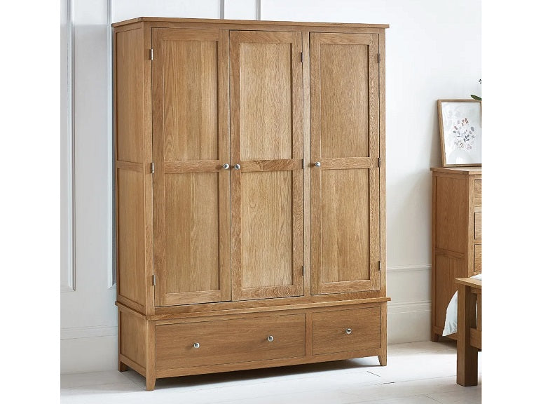 Mallory Oak Triple Wardrobe - room