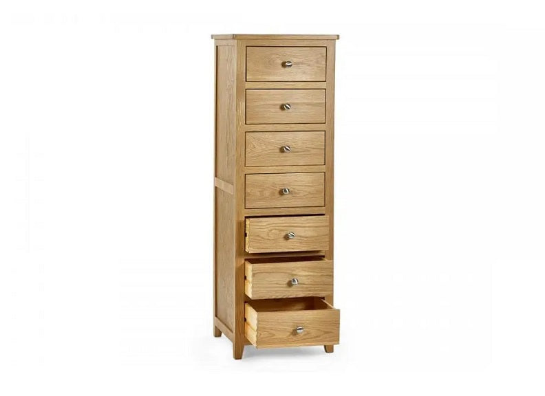 Mallory Oak 7 Drawer Chest - open