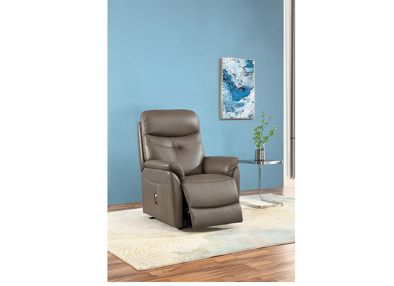 Mattia Grey Leather Powered Chair