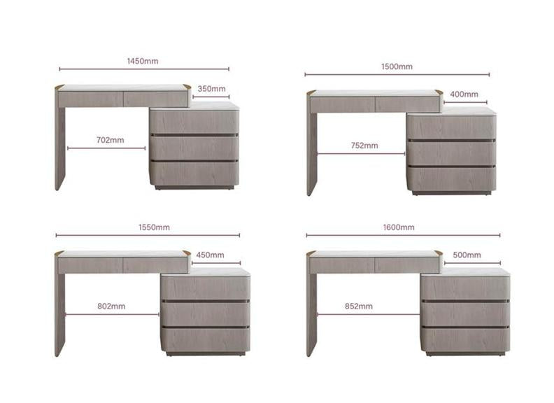 Mondello Dressing Table W/Chest – Washed Oak Bedroom Vanity Table