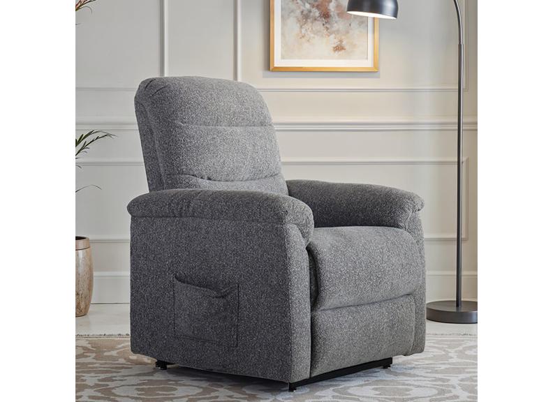 Millie Lift & Rise Dual Motor Armchair – Remote Controlled Recliner in Grey or Latte Woven Fabric