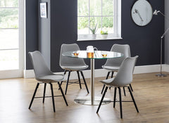 Milan Round Glass Table With Kari Grey Chairs