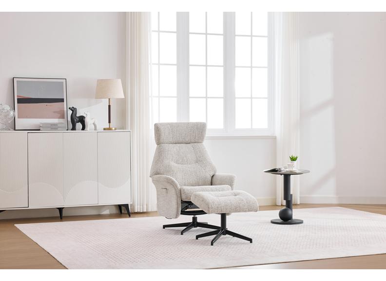 Mira Fabric Swivel Chair With Matching Footstool – Beige, Oatmeal or Charcoal Occasional Armchair