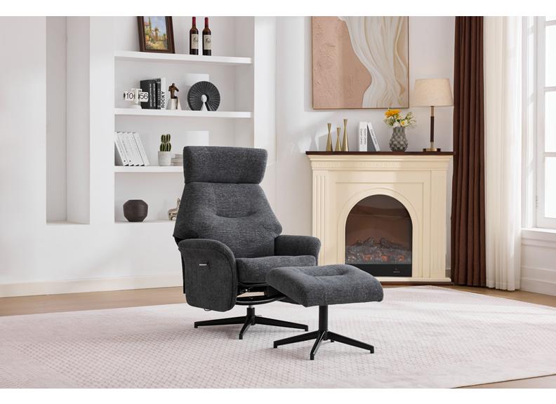 Mira Fabric Swivel Chair With Matching Footstool – Beige, Oatmeal or Charcoal Occasional Armchair