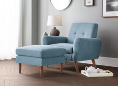Monza Blue Armchair With Ottoman Stool - room