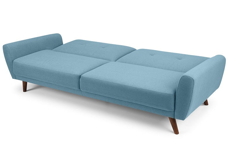 Monza Blue Linen Sofa Bed - open