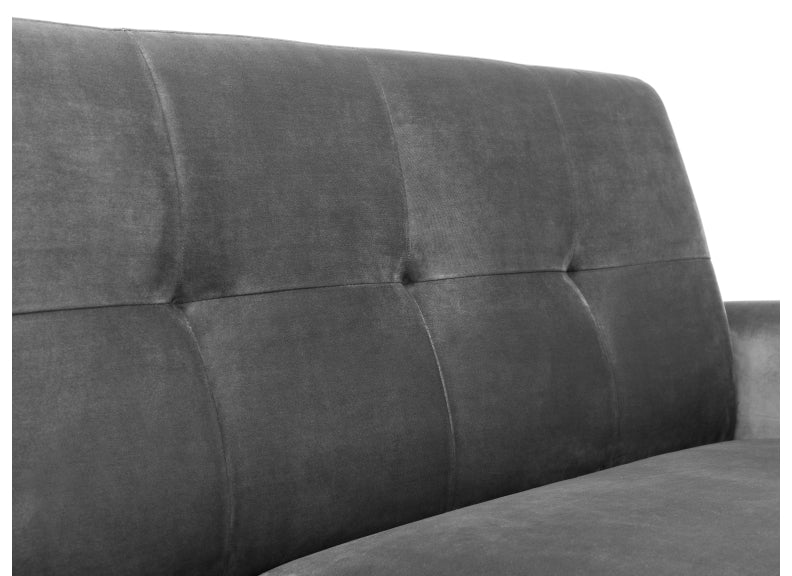 Monza Grey Velvet Three Seat Sofa - detail