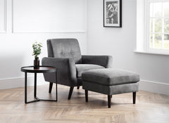 Monza Grey Velvet Armchair With Ottoman Stool - room