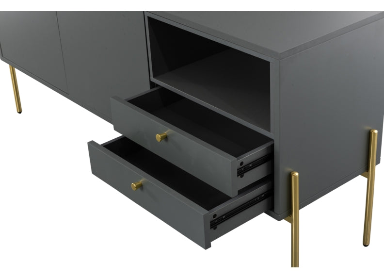 Madrid Grey & Gold Sideboard - drawers