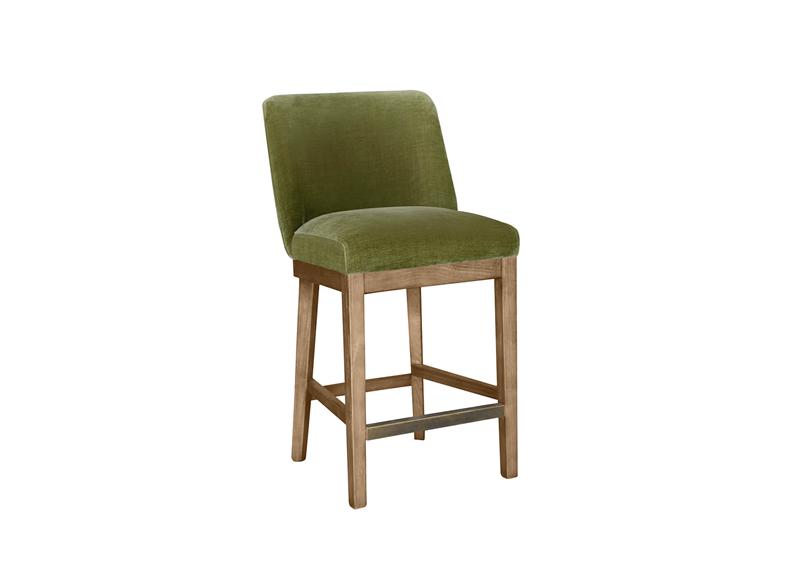 Massimo Counter Stools –  Green Or Latte Fabric Finish | Modern Solid Oak/Fabric Dining Stools