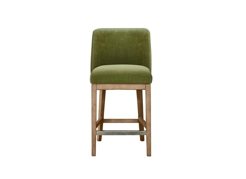 Massimo Counter Stools –  Green Or Latte Fabric Finish | Modern Solid Oak/Fabric Dining Stools