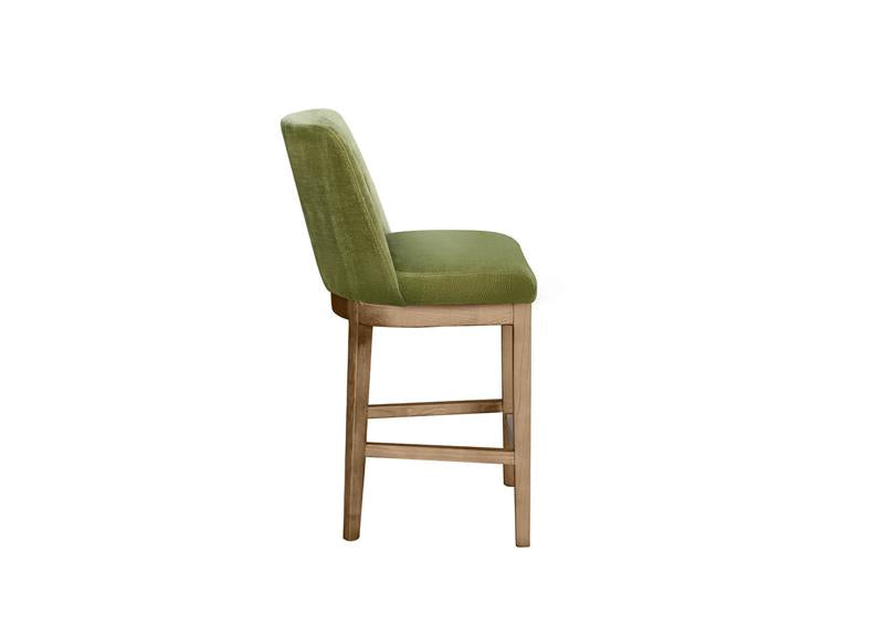 Massimo Counter Stools –  Green Or Latte Fabric Finish | Modern Solid Oak/Fabric Dining Stools