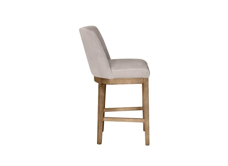 Massimo Counter Stools –  Green Or Latte Fabric Finish | Modern Solid Oak/Fabric Dining Stools