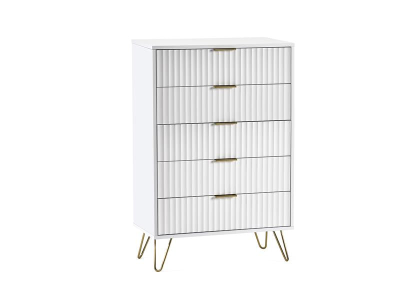 Murano White 5 Drawer Chest - 1