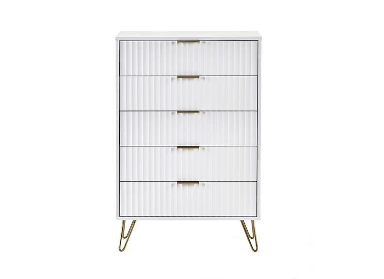 Murano White 5 Drawer Chest - front