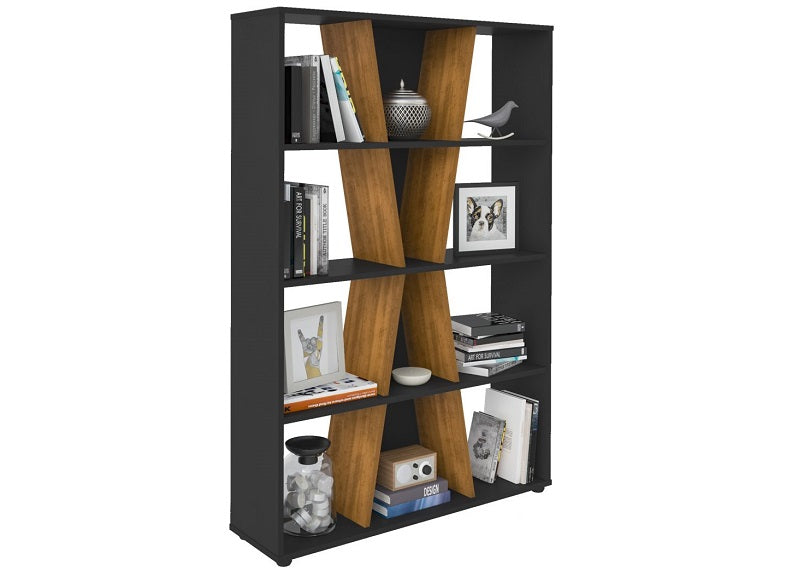 Naples Medium Black/Pine Bookcase - 1