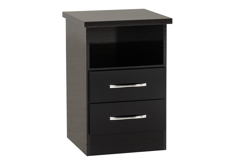 Nevada Block Gloss Two Drawer Bedside - 1