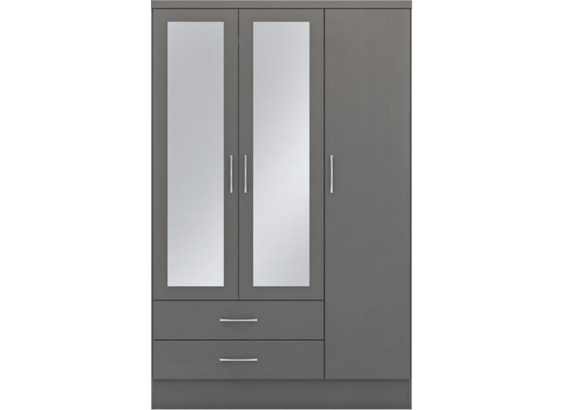 Nevada Grey Three Door Mirrored Wardrobe