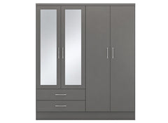 Nevada Grey Four Door Mirrored Wardrobe