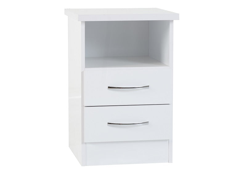 Nevada White Two Drawer Bedside