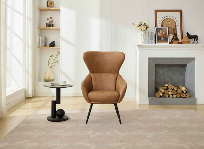 Nantes Fabric Tan Chair - front