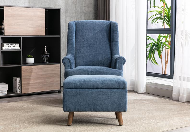 Nina Denim Chair W/Stool - 1