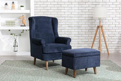 Nina Navy Chair W/Stool - 1